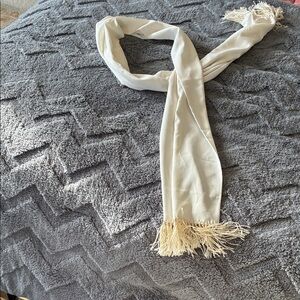 Elegant Cream Scarf with Fringe